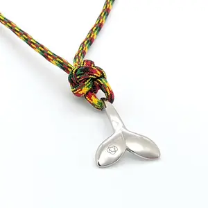 Rasta Whale Tail Adjustable Necklace Stainless Steel 191