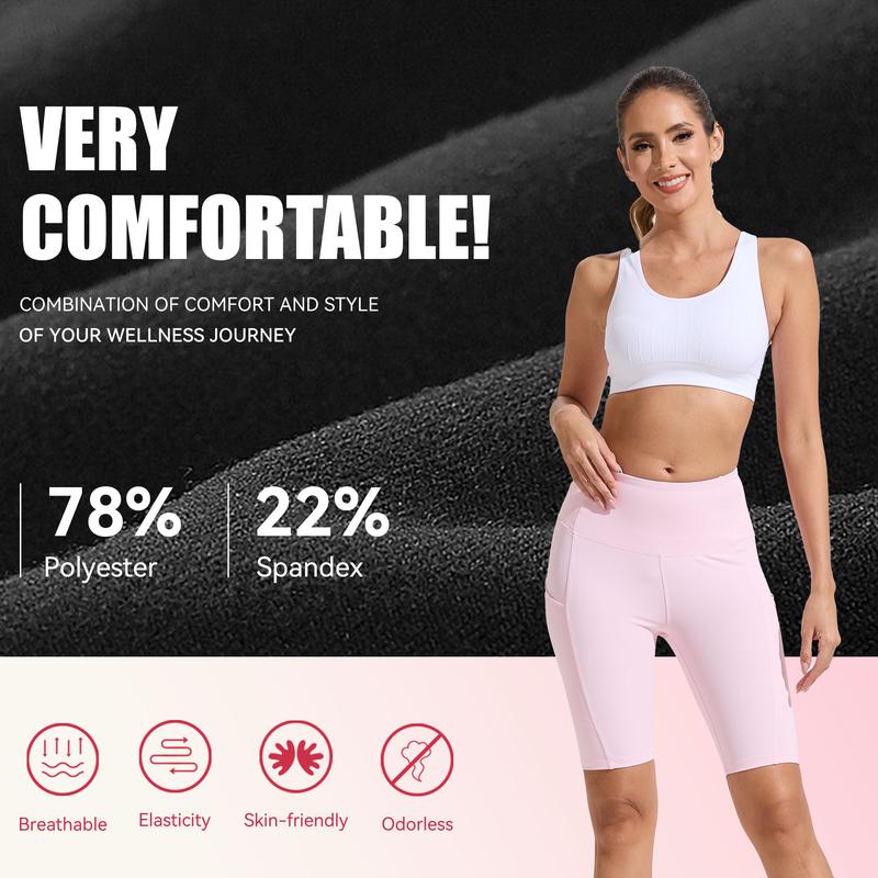 SHOWITTY High Waisted 3 Pack Women's Biker Shorts with Pockets, 11" Plus Size Lightweight Spandex Yoga Workout Running Shorts for Casual Daily Wear