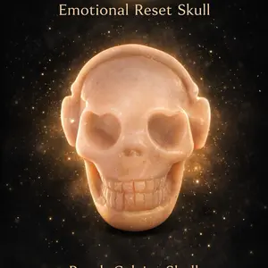 Peach Calcite Skull Emotional Reset Guardian Crystal Hand Carved Natural Stone with Translucent Glow & Heart Shaped Eye Sockets for Emotional Balance