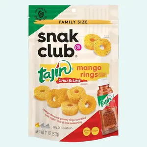 Tajin Mango Rings Gummy Candy – Mild Chili & Lime Fruit Gummies, Sweet and Spicy Vegan Snacks Box, Gluten-Free Treats, 11 oz Resealable Bag