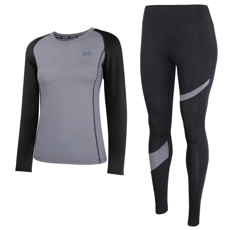 Women's 2-Piece Soft Thermal Underwear Suit - Fleece-Lined Long Sleeve Crew Neck Top & High Waist Bottom, Antistatic Breathable Elastic Moisture-Wicking Fabric, Athletic Fit for Running, Workout, Casual Year-Round Use,sohochic