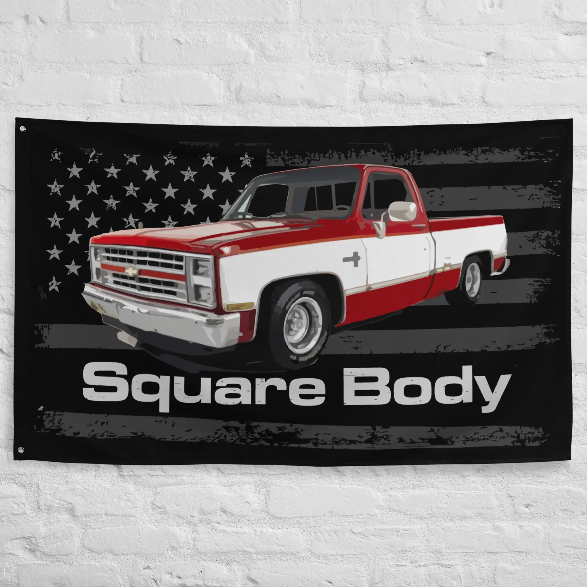 1987 Chevrolet Silverado Square Body Vintage C10 K10 1500 Pickup Truck Garage Office Man Cave Banner Flag 34.5" x 56"