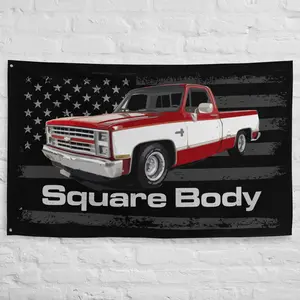 1987 Chevrolet Silverado Square Body Vintage C10 K10 1500 Pickup Truck Garage Office Man Cave Banner Flag 34.5" x 56"