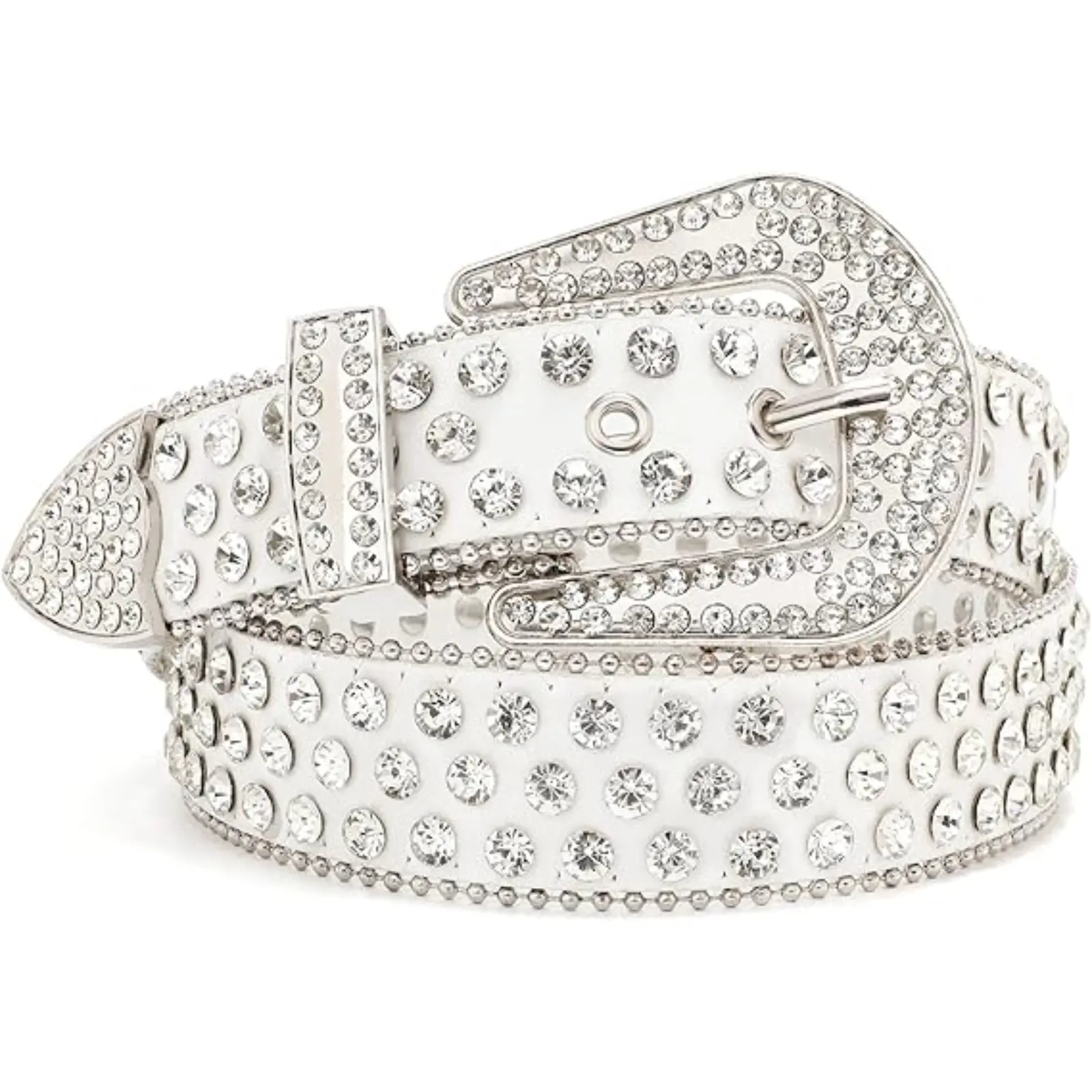 Rhinestone Leather Studded Belt Western Cowgirl Bling Disco Waist Belt SUOSDEY Rhinestone Belt for Men Women Western Cowboy Cowgirl  main image 2