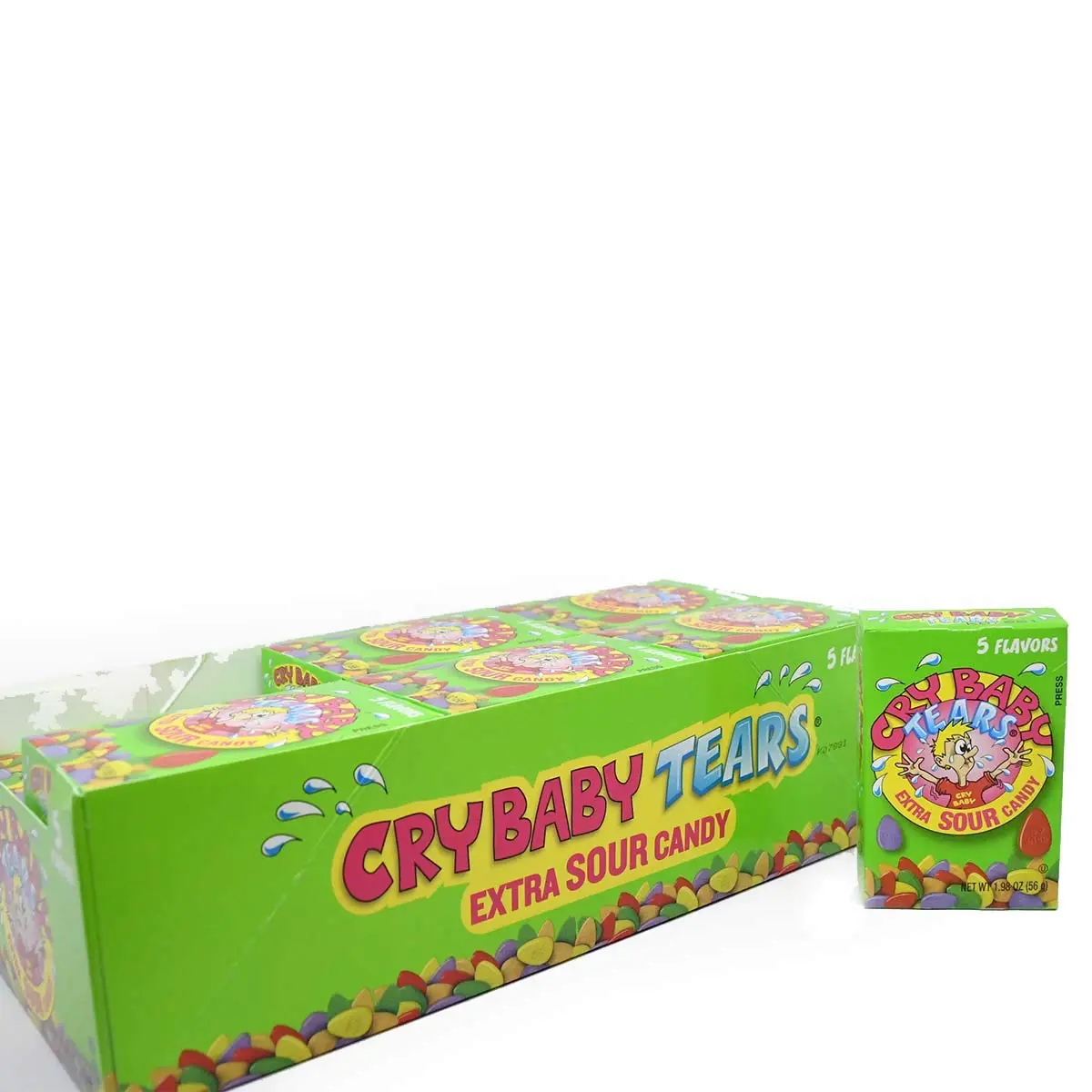 Cry Baby Tears Extra Sour Candy 24 ct. - Extra Sour, Hard and Crunchy Candy with Assorted Fruit Flavors - 24 Count Pack