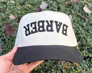 Barber Embroidered Hat, Upsidedown 3D puffy embroidered hat for Barber, 5 panel snapback hat