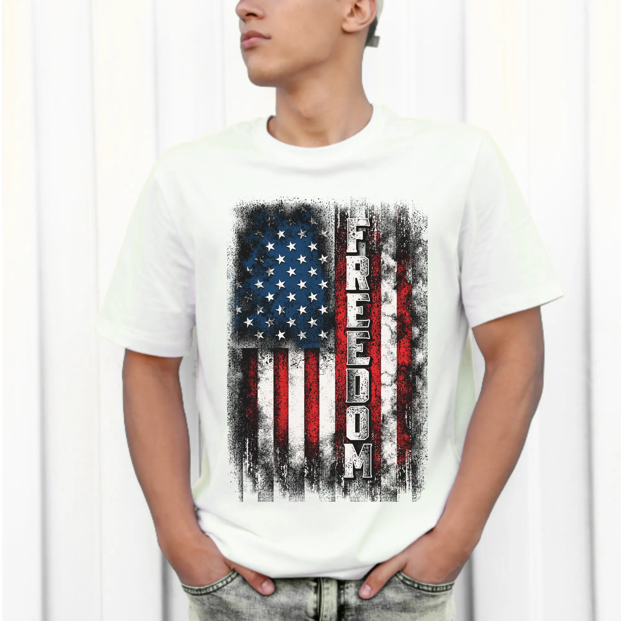 American Flag Patriotic Elements DTF DIY Craft Tool - Direct-to-Film Art Print, Ready-to-Press for T-Shirts, Specialty DIY Supplies