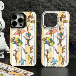 17 pro max Phone case for iPhone 17 16 15 14 17AIR 16E 13 12 11 Pro/Pro Max XS /7/8/plus/FE XR/X/XSMAX Curious George And Drop Proof shockproof and non-slip Cute Monkey cover junk Metal Phone Cases Gifts for good friends