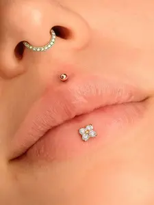 Titanium Alloy Zirconia Lip Stud Earrings, All Seasons Use, Geometric Pattern, Style, Multiple Designs, Small and Unique Piercing Jewelry, Subtle Body Jewelry