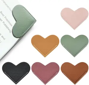 Leather Heart Bookmarks - Winjeto 6 Pieces Cute Corner Page Book Marks for Teachers Students Book Reading Lovers, for School Office Home Supplies (Heart（6pcs）)