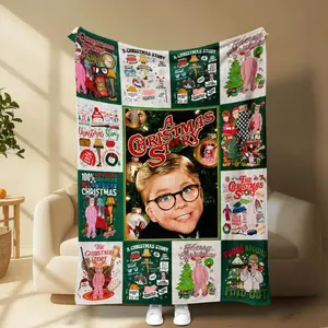 A Christmas Story Fleece Blanket Featuring Ralphie And Iconic Movie Scenes, Retro Festive Patchwork Design, Cozy And Soft Flannel, Lightweight And Warm, Perfect For Bedroom, Sofa, Or As A Nostalgic Holiday Gift For Fans And Families.