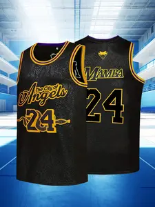 #24 Black Snake Skin Basketball Jersey Embroidered Retro Style Streetwear for Fans Breathable Athletic Top