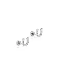 Screwback Stud Earrings - Horseshoe Silver