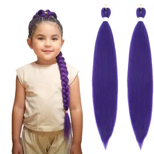 Purple Braiding Hair 2 Packs Pre-Stretched Braiding Hair for Women Crochet Braids Ponytail Hair Extensions for Braids Cosplay Halloween Costume (30 Inch(2packs) Dark-Purple)