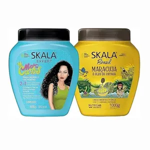 SKALA 3ABC Hair Combo - Passion Fruit & Mais Cachos, 2-in-1 Treatment & Cream to Comb, Extra Large Size, Hydrates & Eliminates Frizz