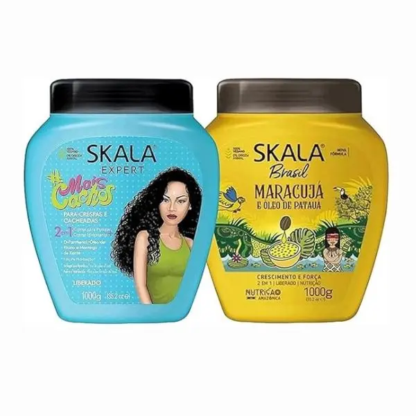 SKALA 3ABC Hair Combo - Passion Fruit & Mais Cachos, 2-in-1 Treatment & Cream to Comb, Extra Large Size, Hydrates & Eliminates Frizz