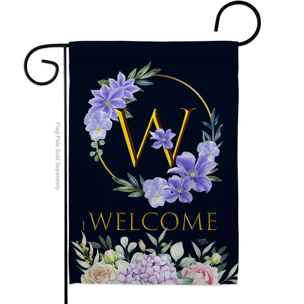 Breeze Decor G180257-BO 13 x 18.5 in. Welcome W Initial Garden Flag with Spring Floral Double-Sided Decorative Vertical Flags House Decoration Banner Yard Gift