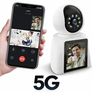 2K Video Call Security Camera Indoor 5G WiFi Motion Tracking Infrared Night Vision 360 Panoramic Surveillance Nanny Monitor for Elderly Baby Pet Two-Way Audio One-Touch Call Easy Quick Install cameras for home security