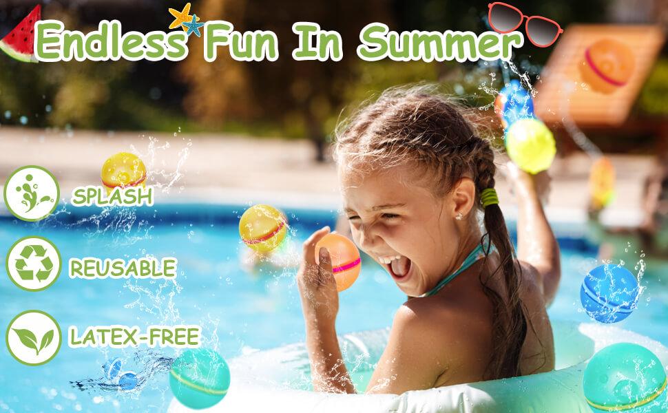 Reusable Magnetic Water Balloons – Silicone Self-Sealing Splash Balls, Quick Fill & No Leak, Eco-Friendly Summer Outdoor Pool Toys for Kids & Adults (12/16 Pack)
