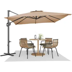 Cantilever Patio Umbrella 10x10 ft Large Rectangle Umbrella Outdoor Market Umbrellas 360 Rotation Offset Hanging Outdoor Shade for Patio Deck Pool Backyard