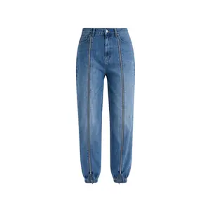 Zippered Denim Jogger