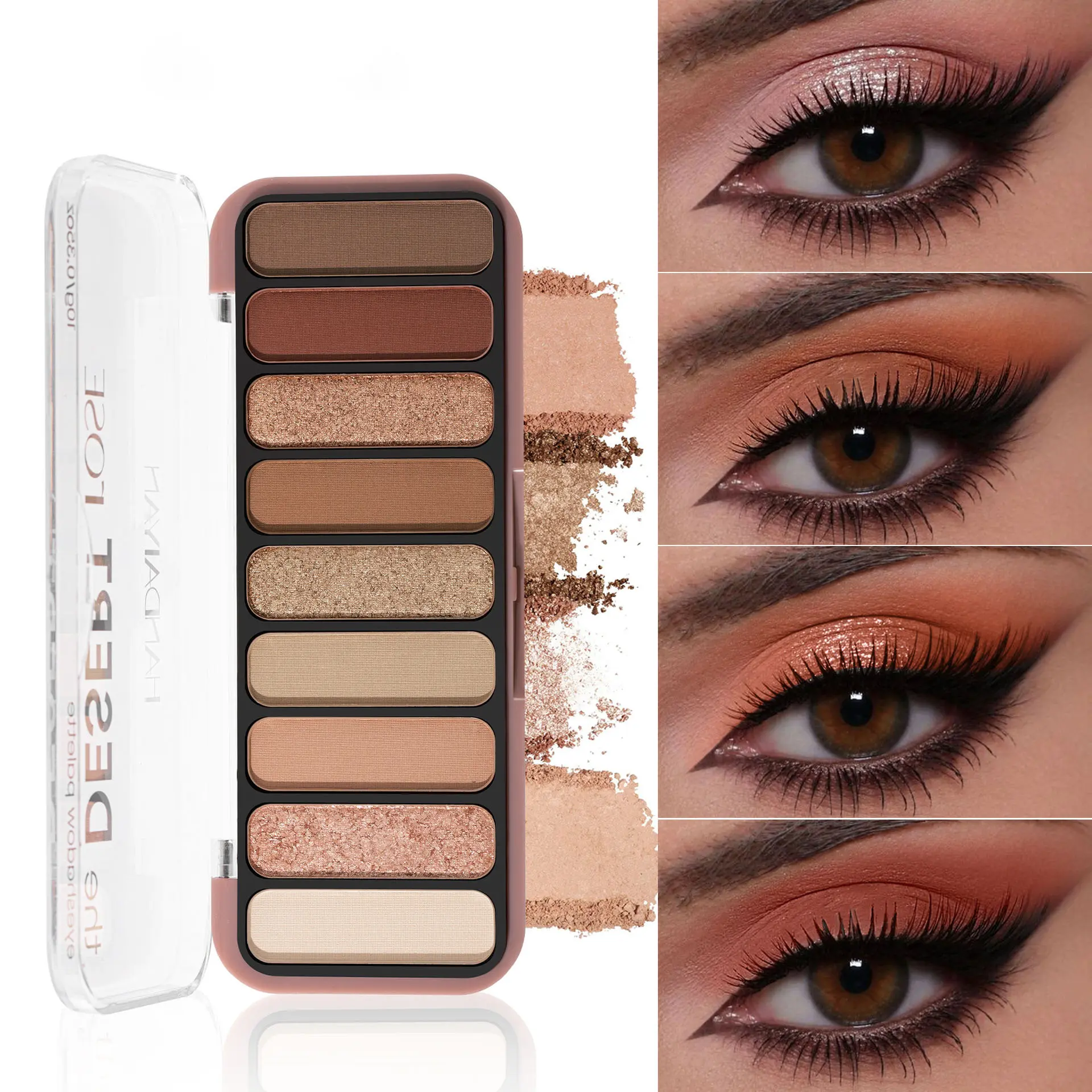 9 Color Eyeshadow Palette Matte Handaiyan Pearl Shimmer Earth Tone, Korean Nude Oatmeal & Rose Colors Makeup, Matte & Glitter Eye Makeup, Cosmetic Kit Set