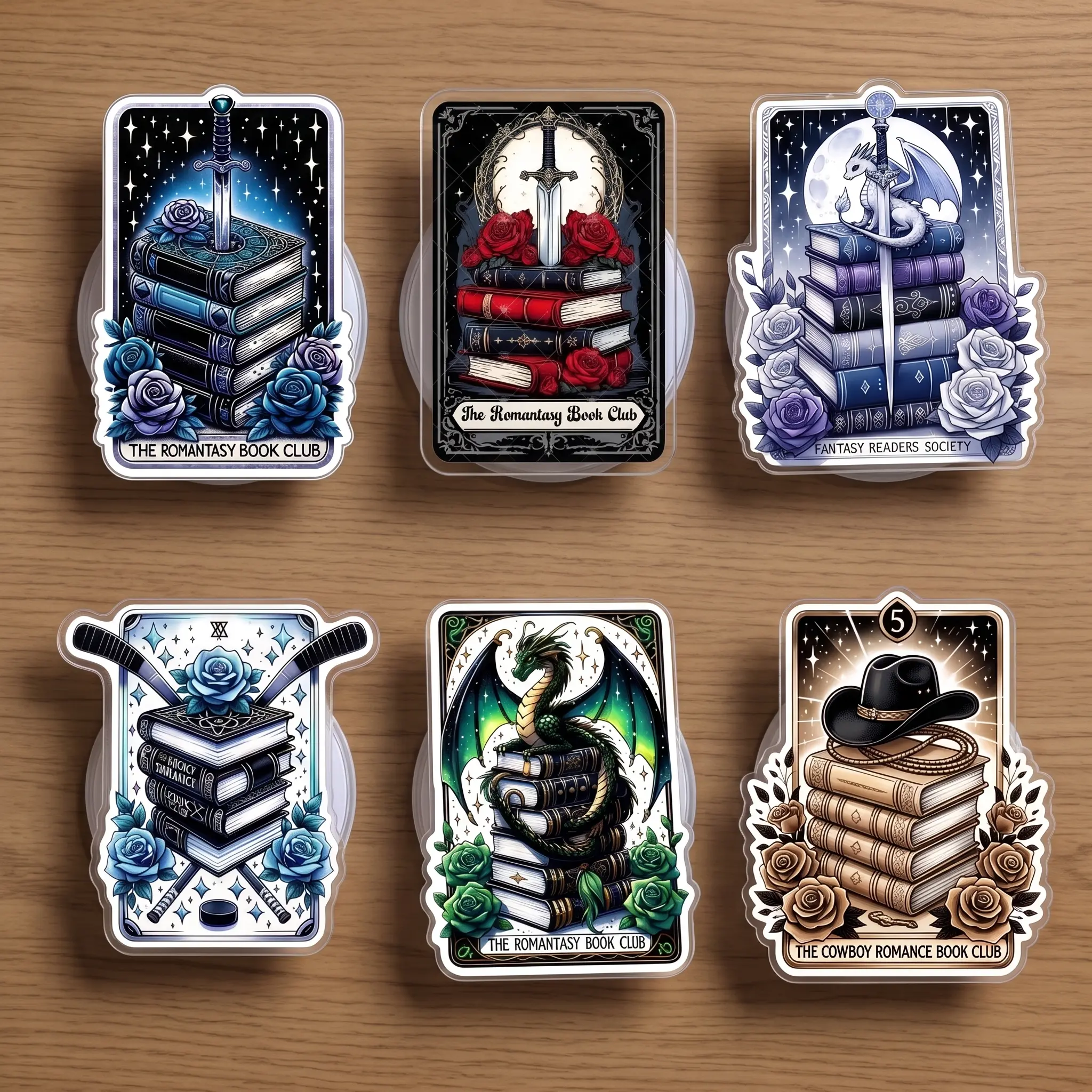 Romantasy Book Club Magnetic Phone Grip & Kindle Grip Collection, Fantasy Reader Phone Holder Stand, Dragon Book Lover Gift