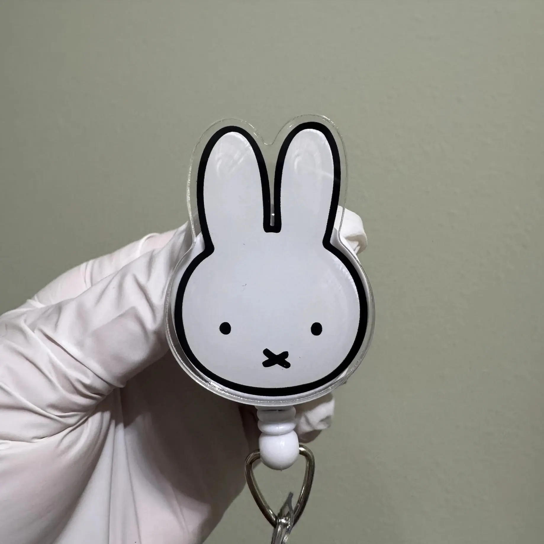White Rabbit Bunny Animal Badge Reel, ID Holder, Kawaii Retractable, Accessory