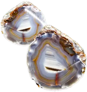 Piranha Agate Geode Pair 4 x 3.9 in – Cut & Polished by Southwest Crystals– 2.9 lb Natural Banded Agate Display Specimen