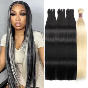 1B 613 Blonde Straight Hair 100g/piece Skunk Stripe Hair Quick Weave Extensions Human Hair Bundles
