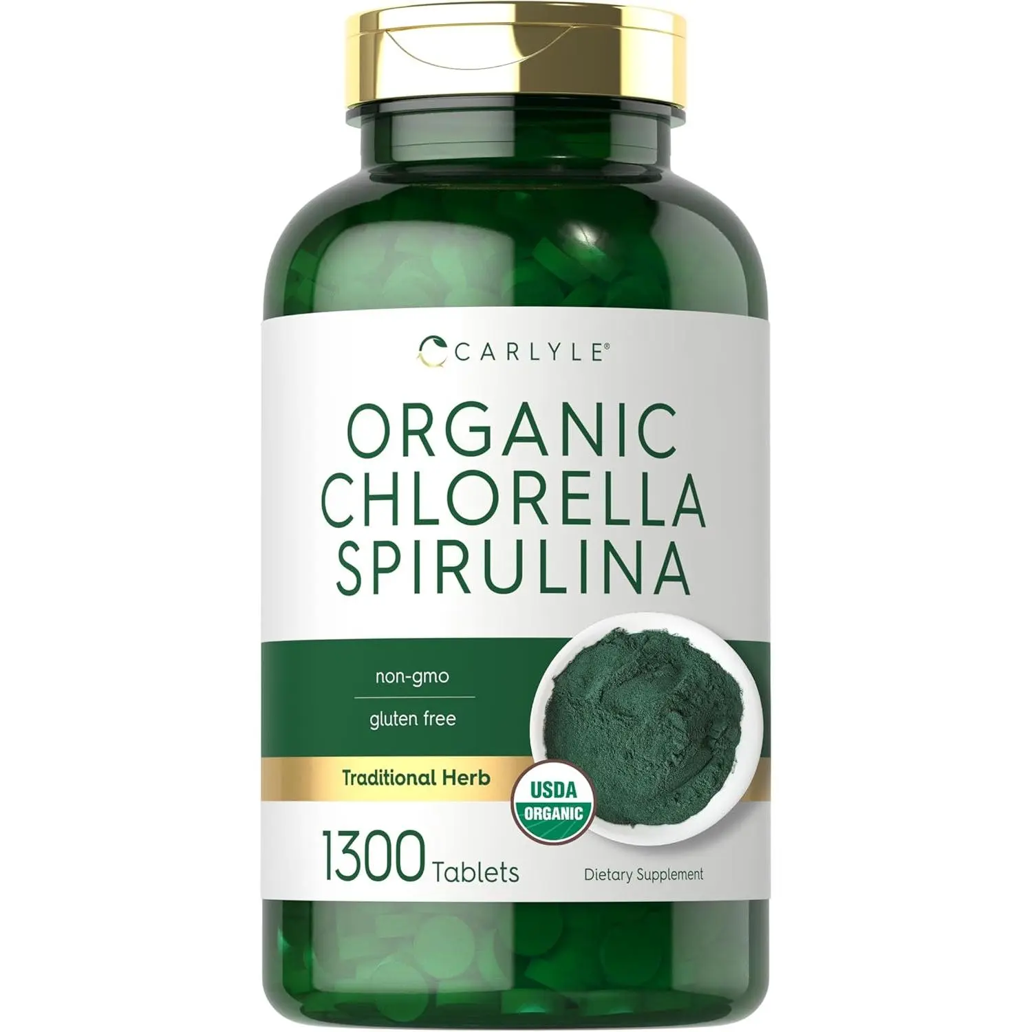 Carlyle Organic Chlorella Spirulina Tablets - 1300 Count - 50/50 Blend - Non-GMO and Gluten Free Supplement Carlyle Organic Chlorella Spirulina Tablets - 1300 Count - 50/50 Blend - Non-GMO and Gluten Free Supplement