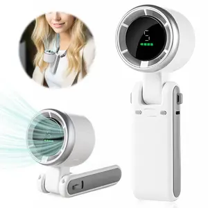 Ultra-Compact Modern Rechargeable Battery-Powered Portable Handheld Turbo Fan, 5-Gear Wind, Up to 10 Working Hours, LED Display 3-in-1 Air Turbo Tech Cooling Fan for Outdoor Activities, Travel, Ultra-Compact Portable Fans, Modern Portable Fans summer