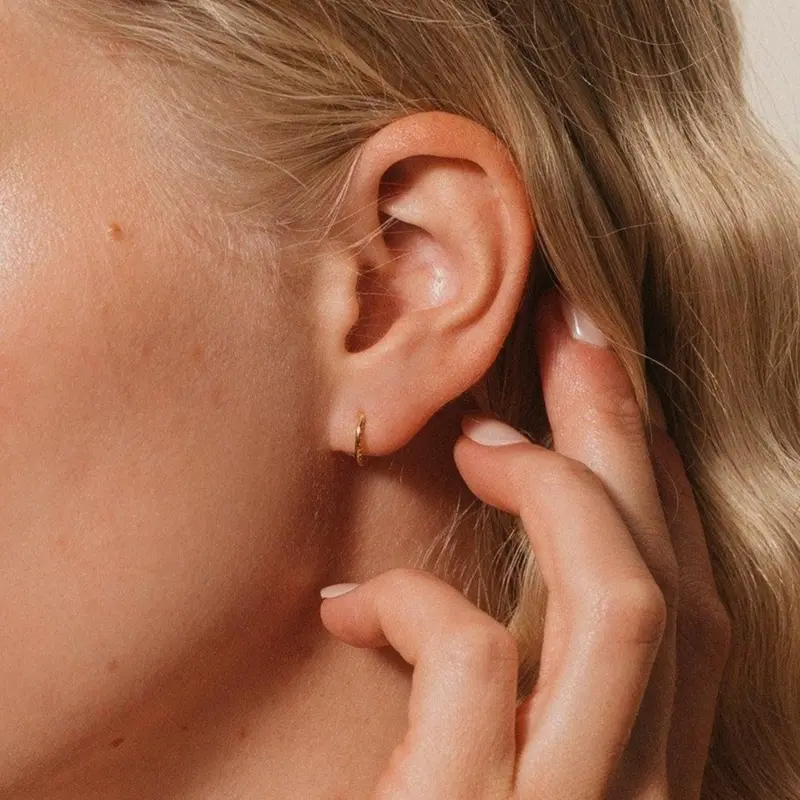 Pave Cartilage Mini Huggies by Caitlyn Minimalist - Dainty Diamond Huggie Earrings in Gold & Silver - Minimalist Crystal Jewelry - Perfect Gift for Her