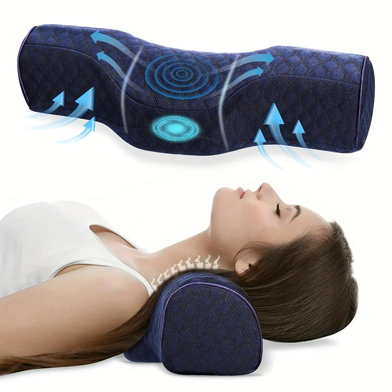 Neck Memory Foam Pillow, 1 Count Neck Relax Pillow, Ergonomic Neck Pillow for Side, Back and Stomach Sleepers with Breathable Pillowcase, Durable Memory Foam Cushion, Supportive Memory Foam Pillow, Neck Rest Cushion