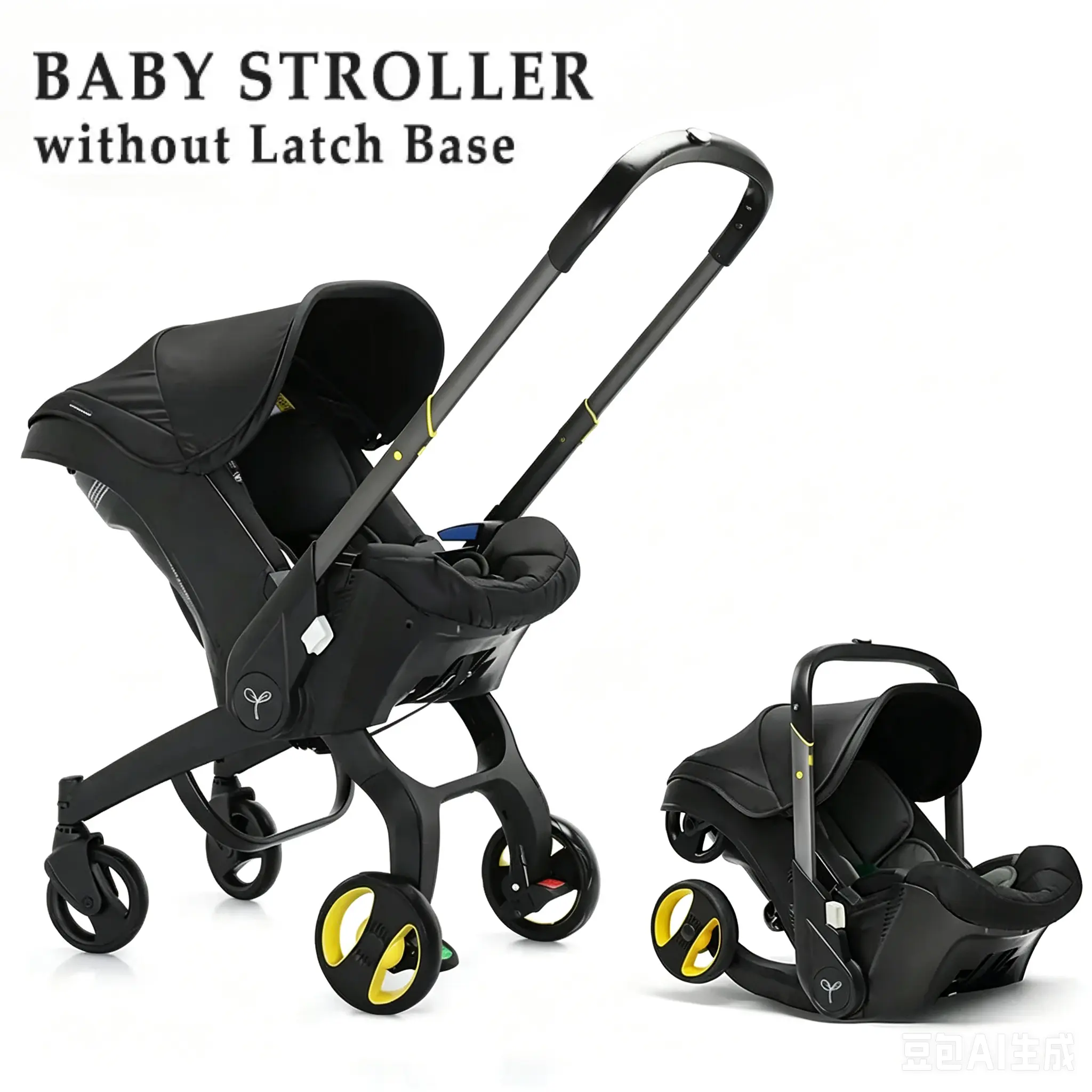 Baby Stroller  ,Newborn Stroller,Foldable Stroller Legs,Equipped with Chest Clip,One-Click Contraction Function,Alloy Metal Material,4-wheel Travel Toddler Stroller
