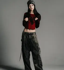 Affliction Women's Long Sleeve Shirt Crows 2fer