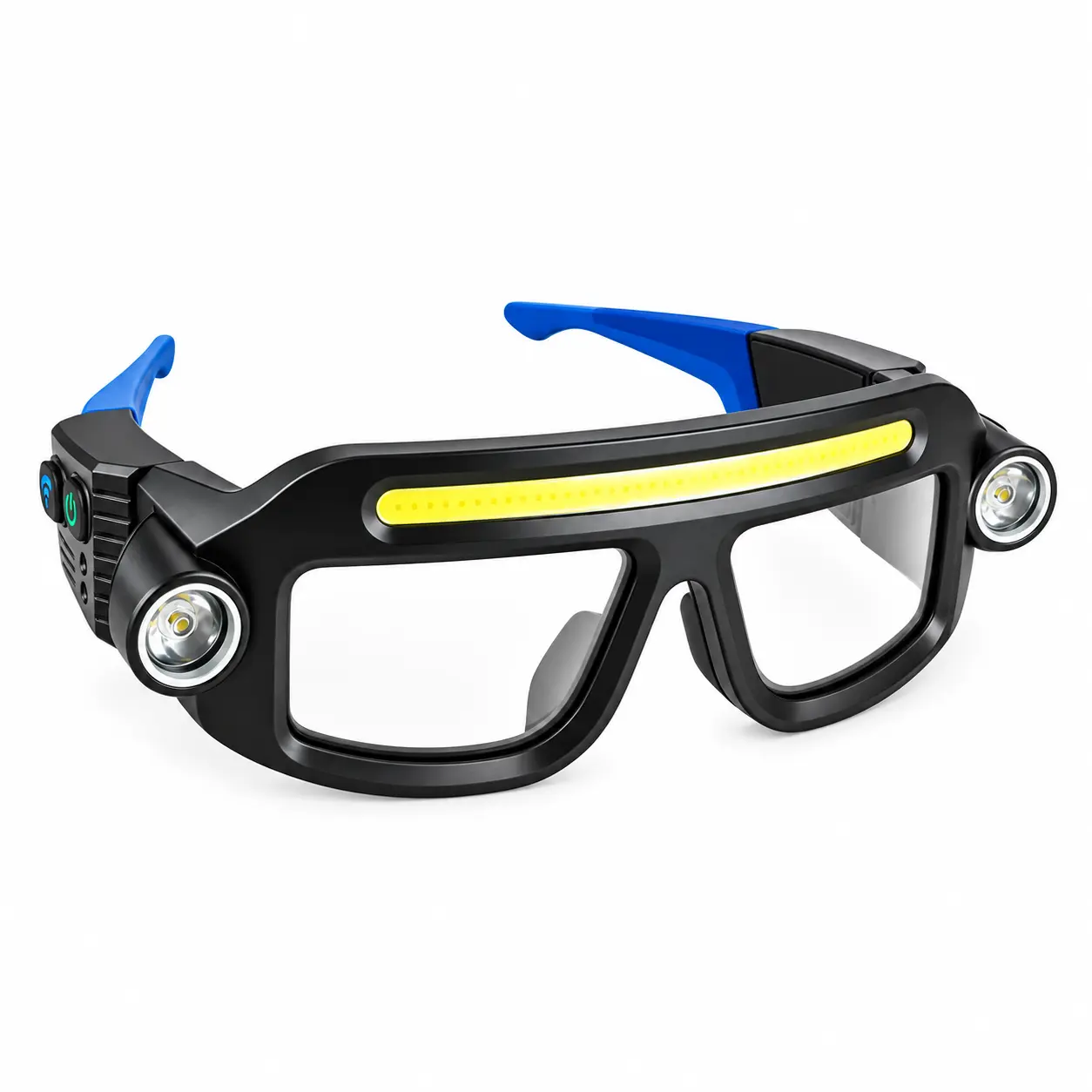 Rechargeable LED Headlamp Glasses Hand Wave Sense, Type C USB Charging, 5 Mode COB Lights, Dual Side Spotlights, IPX4 Waterresist, Lightweight Motorcycle Accessories for Camping, Automotive Tasks