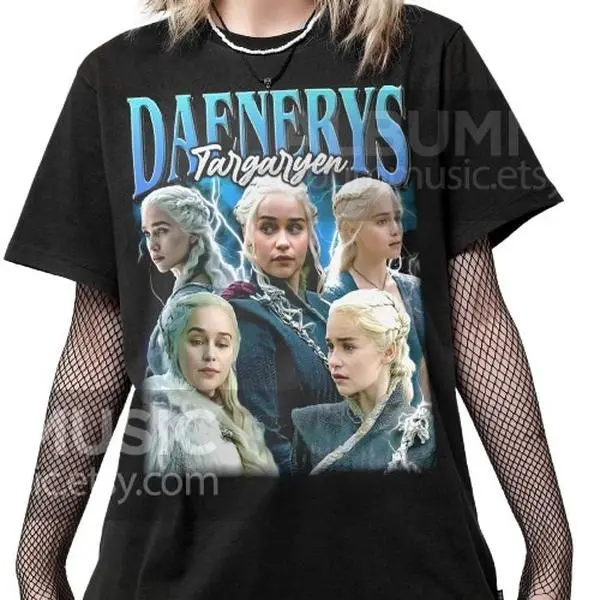 Vintage 90s Daenerys Targaryen Graphic Tee - Retro Tv Series Fan Shirt Tshirt Fit Top