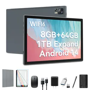 Android 14 Tablet WIFI6 Octa-Core 2 in 1 Tablet with Keyboard, Large Storage 8GB RAM (4+4 Virtual) + 64GB ROM+512GB Expandable, 7000 mAh Battery Tablet 10.1 Inch Screen, Bluetooth/Case/Mouse Android 2-in-1