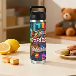 Roblox Game Stainless Steel Tumbler 20oz Drinkware Cup Portable Tumblers Bottle Lid Flask Stylish TikTok Viral Aesthetic Roblox Merch Gaming Travel Mug with Handle on Lid Leakproof Insulated Bottle School Gym Daily Use Portable Drinkware Bottle