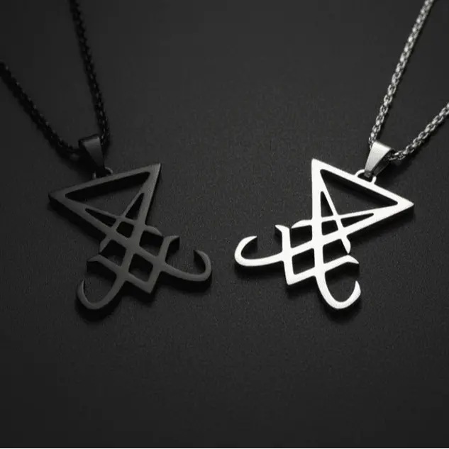 Lucifer Sigil Pendant Necklace – Gothic Symbol Jewelry, Adjustable Chain, Blackened Metal Pendant, Detailed Lucifer Sigil, Everyday, Unisex