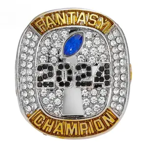 New 2024 fantasy football, championship ring, men's jewelry, retro ring fashion  metal  large ring jewelry gift box