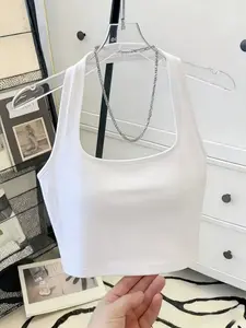 Essential Women's Plain Halter Neck Cropped Top for Slim Fit, Casual Style with Stylish and Comfortable Design, Perfect for Jeans and Blazers