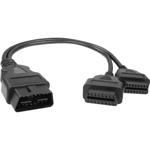 Pin OBD OBDII Extension Cable FT/CM Car Diagnosis Cable OBDII Right Angle Male to Dual Female Y Splitter Adapter (Straight)