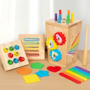 Wooden New Color Sorting Toy, Five-In-One Shape Recognition Caterpillar Playset, Shape Sorter, Christmas Gift for Kids 3-6 Years Old