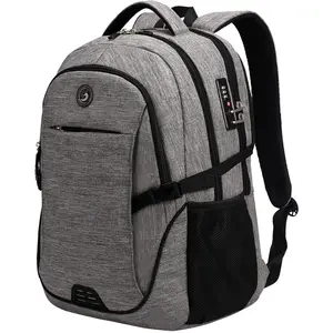 Anti  Laptop Backpack Travel Backpacks with Combination Lock for Women Men College Backpack  Bag Fits 17 Inch Laptop,Grey