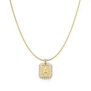 TEWIKY Initial Necklace for Women Letter Necklace for Men Gold Initial Pendant for Men Initial Letter Pendant Elegant Jewelry Gifts for Girls Greenish Spring