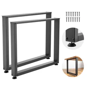VEVOR Table Legs, 29.5" H x 35.4" W Square Steel Furniture Legs, Modular Design, Easy Assembly, 2204 lbs Max Load Heavy Duty, for Home Office Desk, Workbenches, Dinner Bar Tables, Set of 2, Black