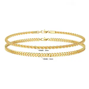 FUNSANNY Gold Bracelets for Men Gold Mens Bracelet Layered Gold Cuban Chain Bracelets Set 3mm/5mm 6.5-9 Inches Mens Mens Jewelry Gifts for Dad Husband