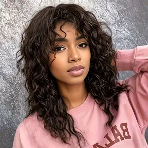 Women's 18" Long Black Curly Wig with Bangs | Heat Resistant Synthetic Fiber | Glueless Rose Net Cap | Natural Looking & Versatile | Daily Wear, Party, Cosplay & All-Season Use
